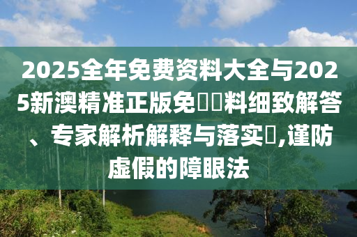 2025全年免費資料大全與2025新澳精準正版免費資料細致解答、專家解析解釋與落實?,謹防虛假的障眼法
